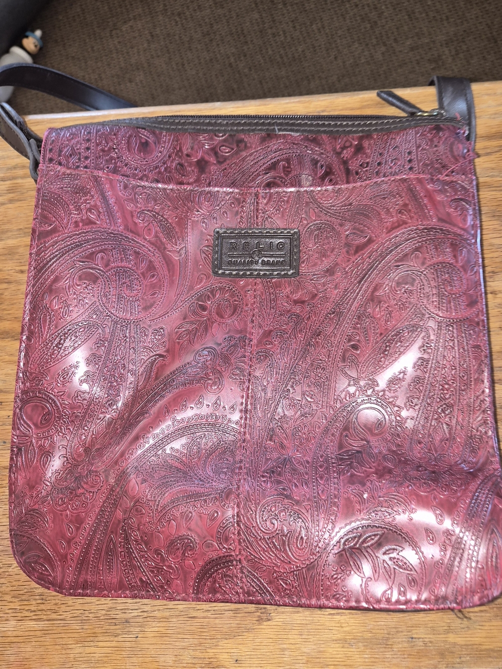 Relic Women's Embossed Paisley Crossbody Bag — Burgundy